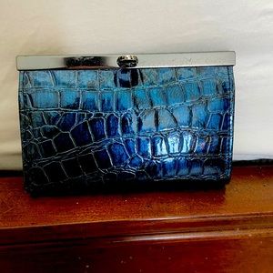 Blue Snakeskin Print Clutch